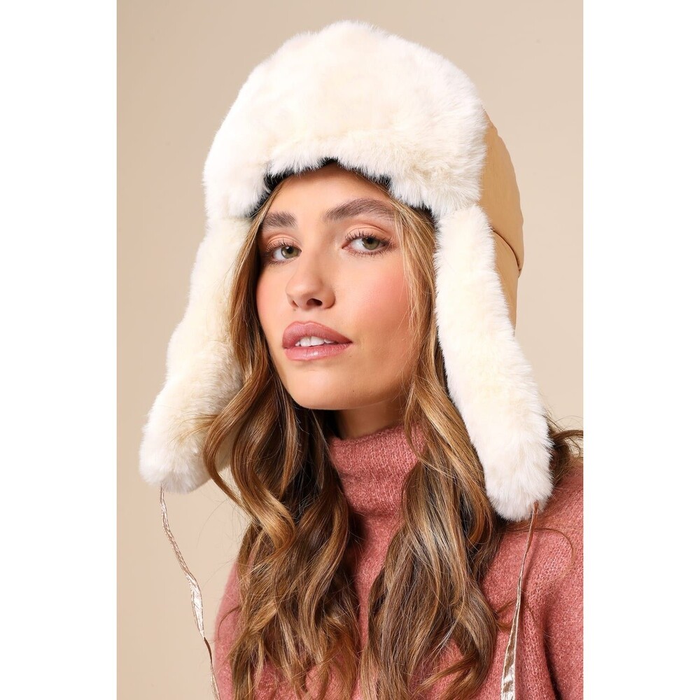 Lulus NWT Wowing All Winter Shiny Rose Gold Trapper Hat